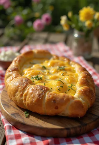 Khachapuri cu usturoi, turte cu brânză proaspete, aurii