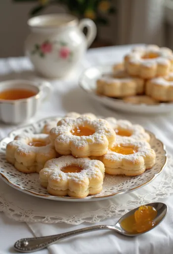 Linzer cu gem clasic, presărat cu zahăr pudră