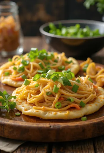 Clătite Pancit servite, clătite sărate filipineze cu paste și legume