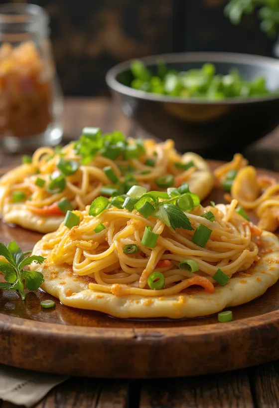 Clătite Pancit servite, clătite sărate filipineze cu paste și legume