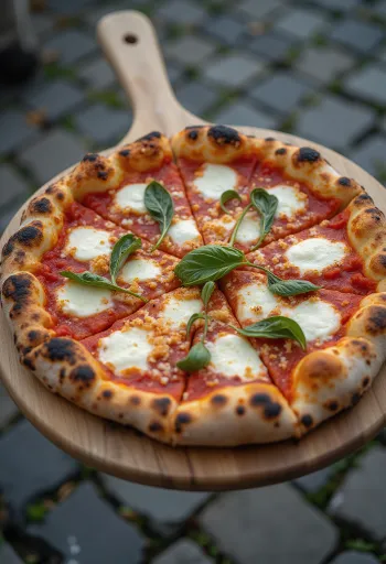 Pizza cu brânză de capră proaspăt coaptă