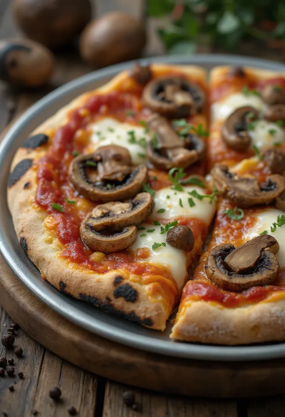 Pizza ai Funghi di Bosco cu ciuperci de pădure și mozzarella