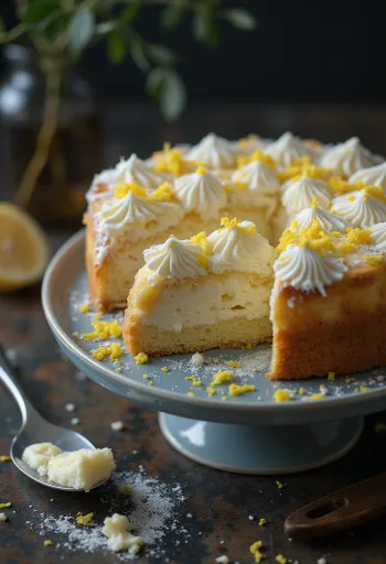 Tort de brânză clasic presărat cu zahăr pudră