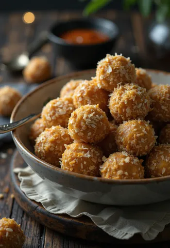 Bomboane de cocos cu fulgi de ovăz servite