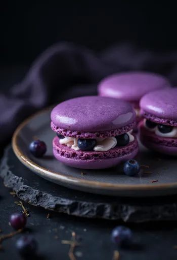 Macarons cu coacăze negre