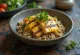 Tofu la grătar cu quinoa și tahini cu curry și lime servit
