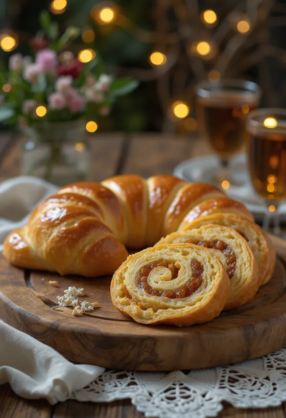 Baigli cu marțipan cu coajă aurie și umplutură bogată