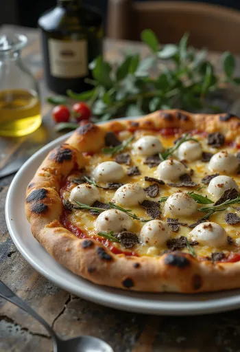 Pizza al Tartufo cu trufe și brânzeturi italiene