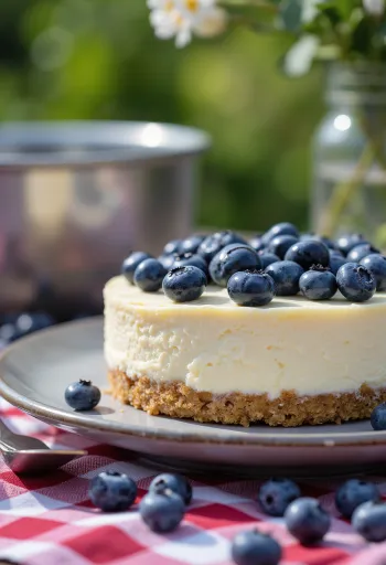 Cheesecake cu afine servit