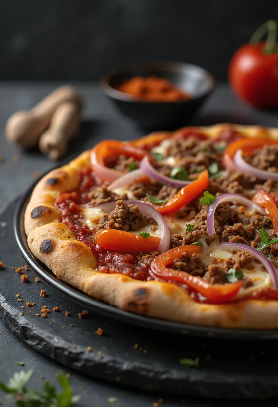 Pizza Algerienne servită