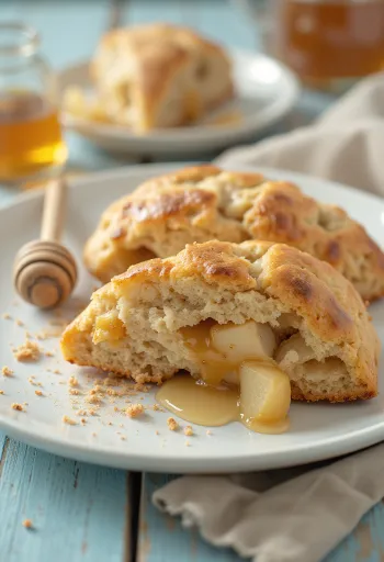 Scones cu mere coapte și miere servite