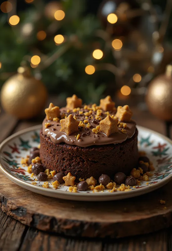 Tort de ciocolată de Advent cu decor festiv