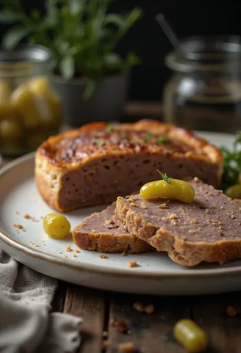 Gâteau de foie servit cu pâine prăjită
