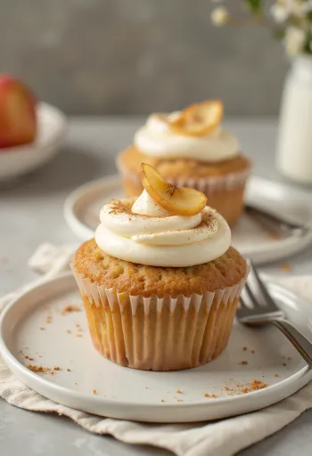 Cupcake cu mere decorat cu cremă