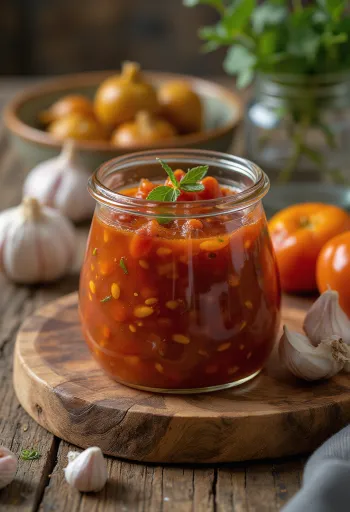 Sos de chili cu usturoi servit