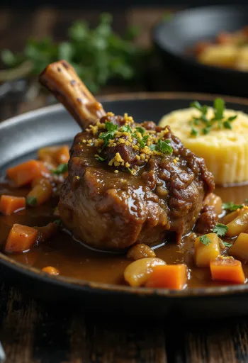 Osso buco cu gremolata servit cu risotto