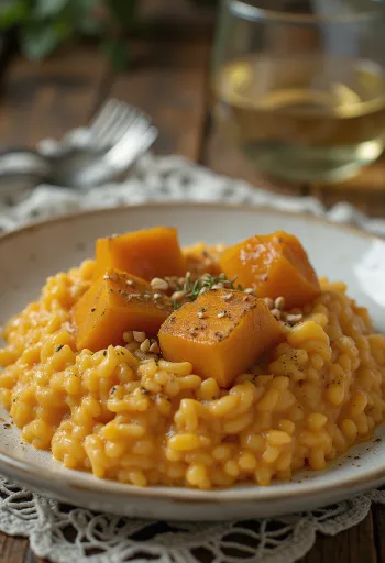 Risotto cremos cu dovleac servit