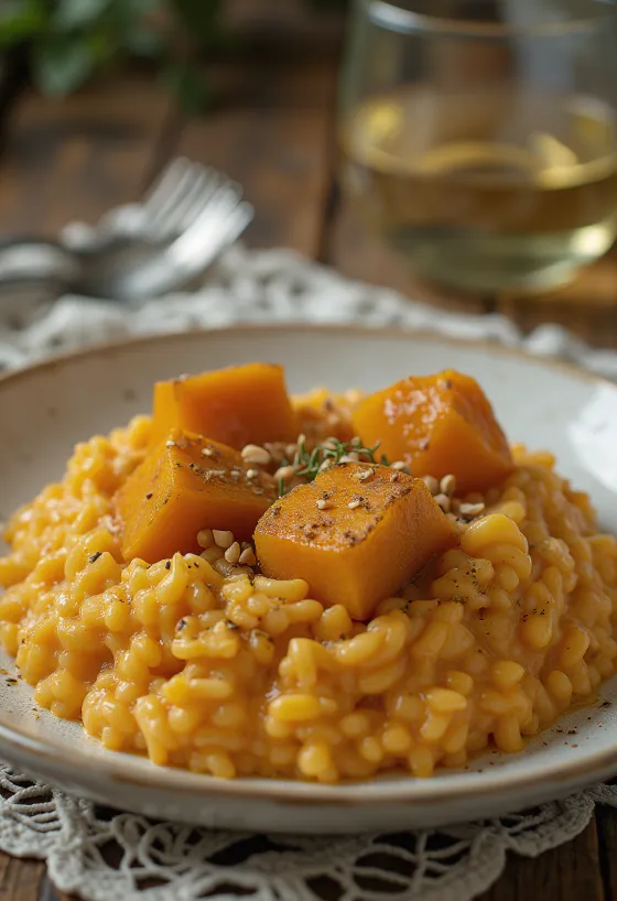 Risotto cremos cu dovleac servit