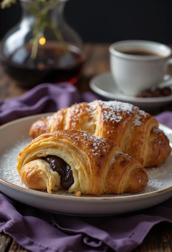 Croissant cu lichior de cafea servit