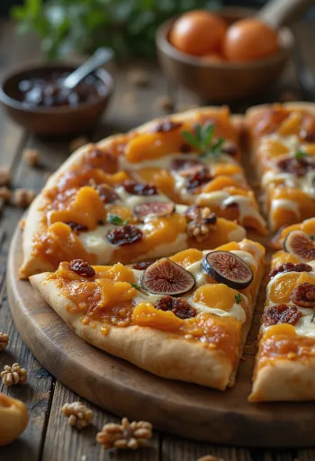 Pizza cu fructe uscate, mascarpone și nucă