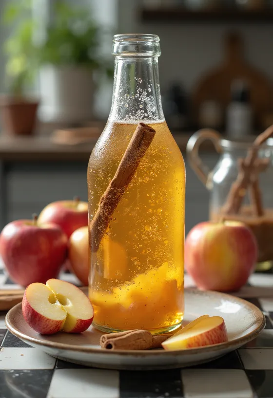 Kombucha de mere probiotică, băutură răcoritoare servită
