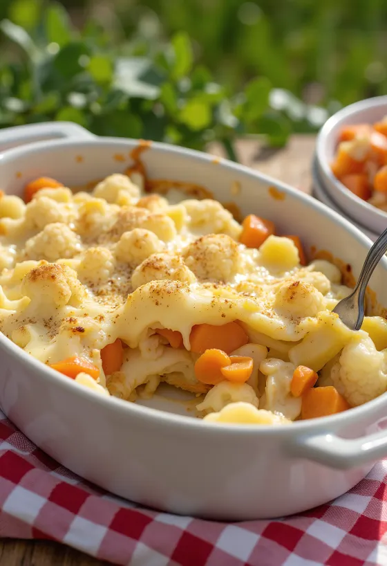 Legume gratinate cu conopidă servite