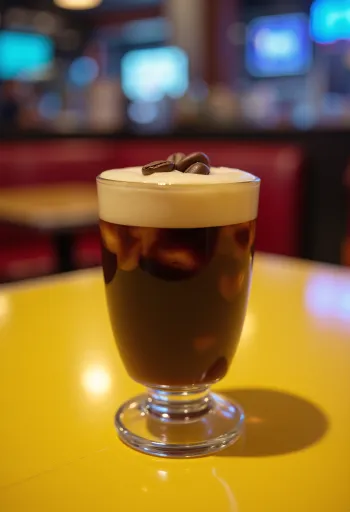 Cocktail cu cafea decorat cu boabe de cafea