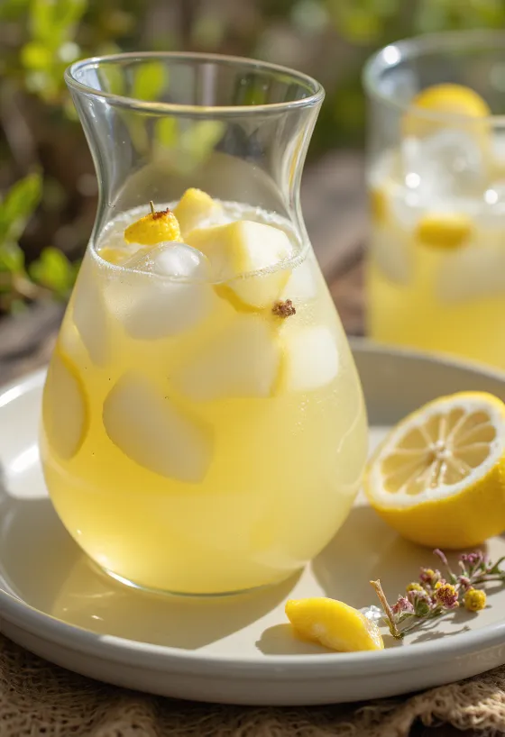 Limonadă cu pere servită în pahar