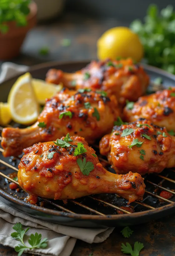 Pui Peri-Peri, pui fript condimentat cu coriandru și lămâie
