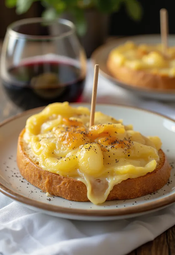 Pintxo cu tortilla de patatas, tăiată în bucăți mici