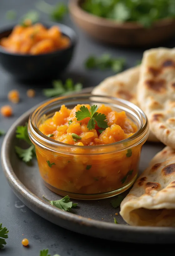 Carrot chutney din morcovi proaspeți, cu arome condimentate și bogate