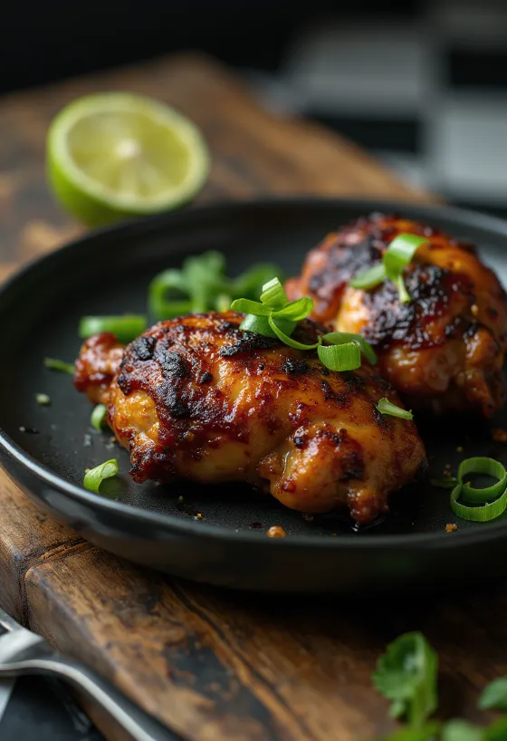 Pui Jerk servit cu lime și salată