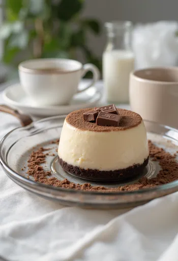 Tort Panna Cotta cu cafea servit felii