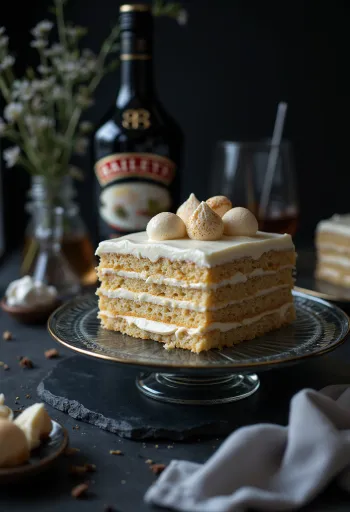 Tort cu cremă Baileys servit