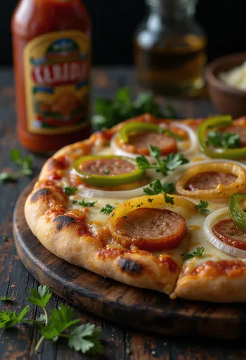 Pizza Carioca cu brânză braziliană și cârnat afumat