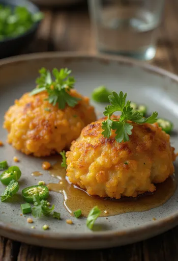 Aama Vada proaspăt preparată, cu chiftele de linte crocante și picante