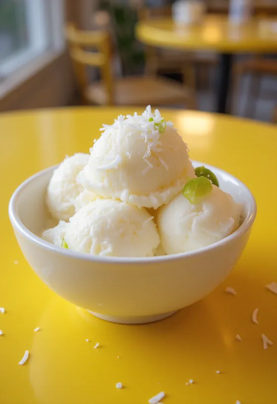 Sorbet de cocos servit