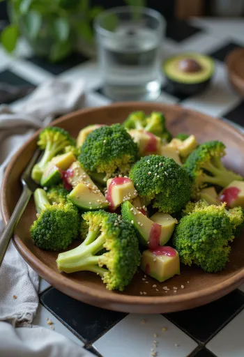 Salată prebiotică proaspătă de broccoli cu avocado, cu arome și nutrienți bogați