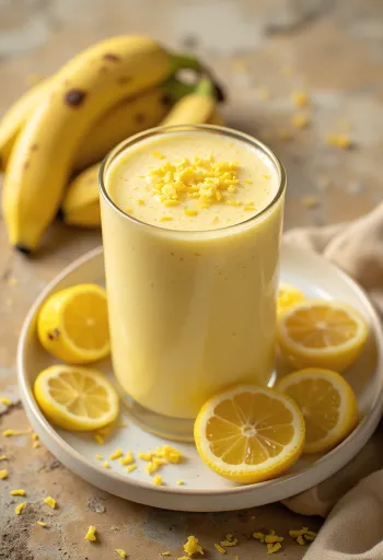 Smoothie cu banane și lămâie servit proaspăt