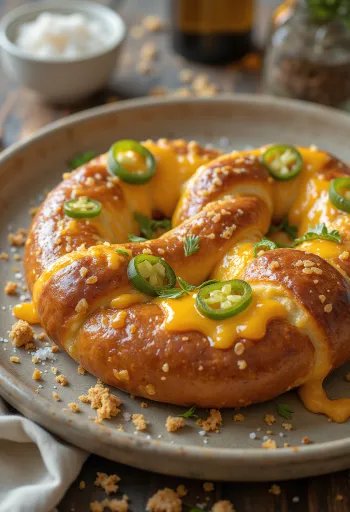 Covrigi cu brânză și Jalapeño proaspăt copți