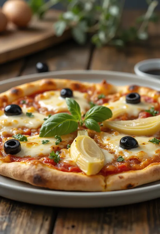 Pizza ai Carciofi e Olive cu anghinare și măsline