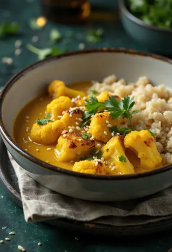 Curry de quinoa cu conopidă și tofu