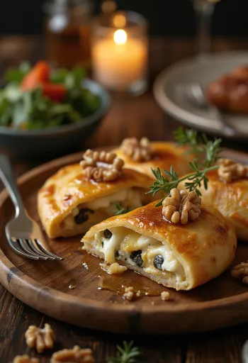 Calzone cu brânză cu mucegai și miere proaspăt copt