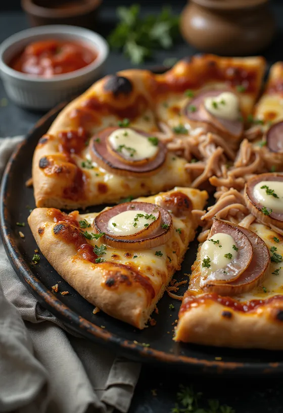 Pizza Cubana servită