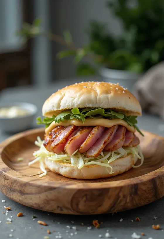 Bao bun cu ton și wasabi servit