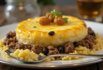 Bobotie cu carne de miel, cu condimente bogate, cu crustă crocantă