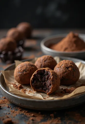 Bile de trufe de ciocolată servite