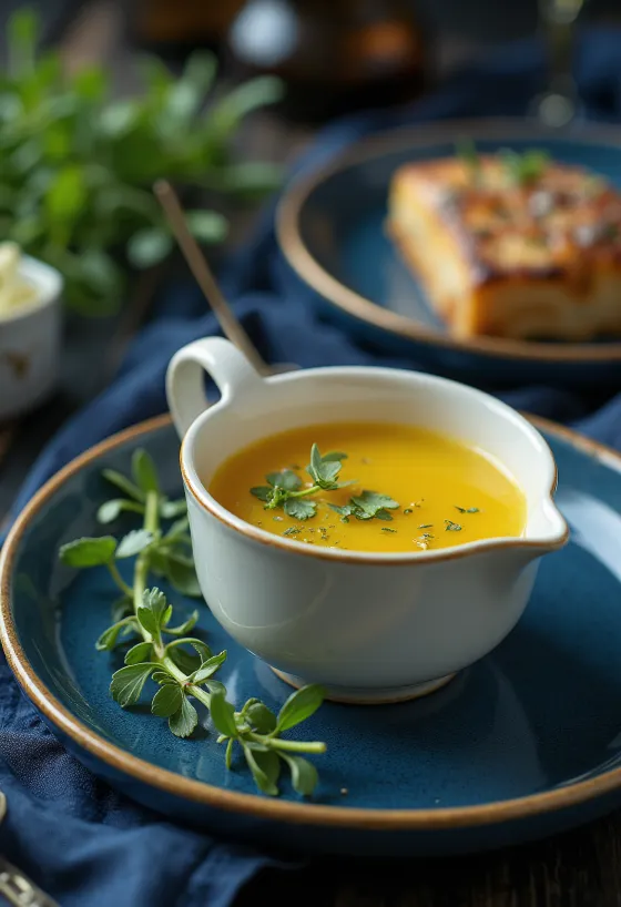 Sos de unt cu miere și tarhon servit