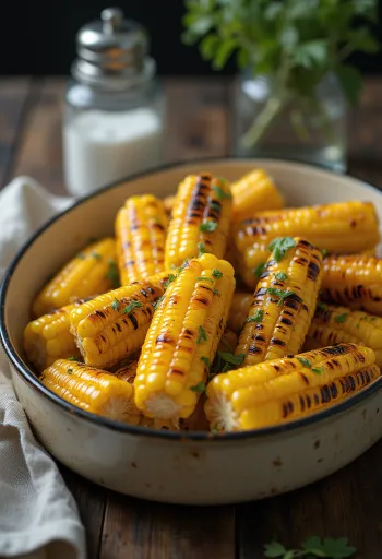 Porumb cu unt la grătar BBQ servit