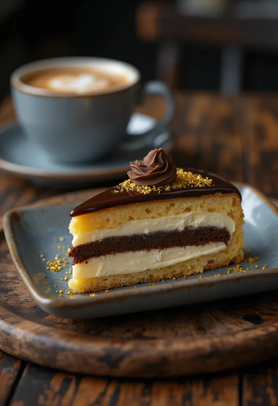 Tort Opera franțuzesc cu straturi de ganache de ciocolată și aromă de espresso